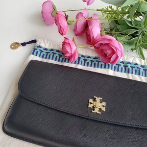 Tory Burch Black Diana Slim Saffiano Clutch